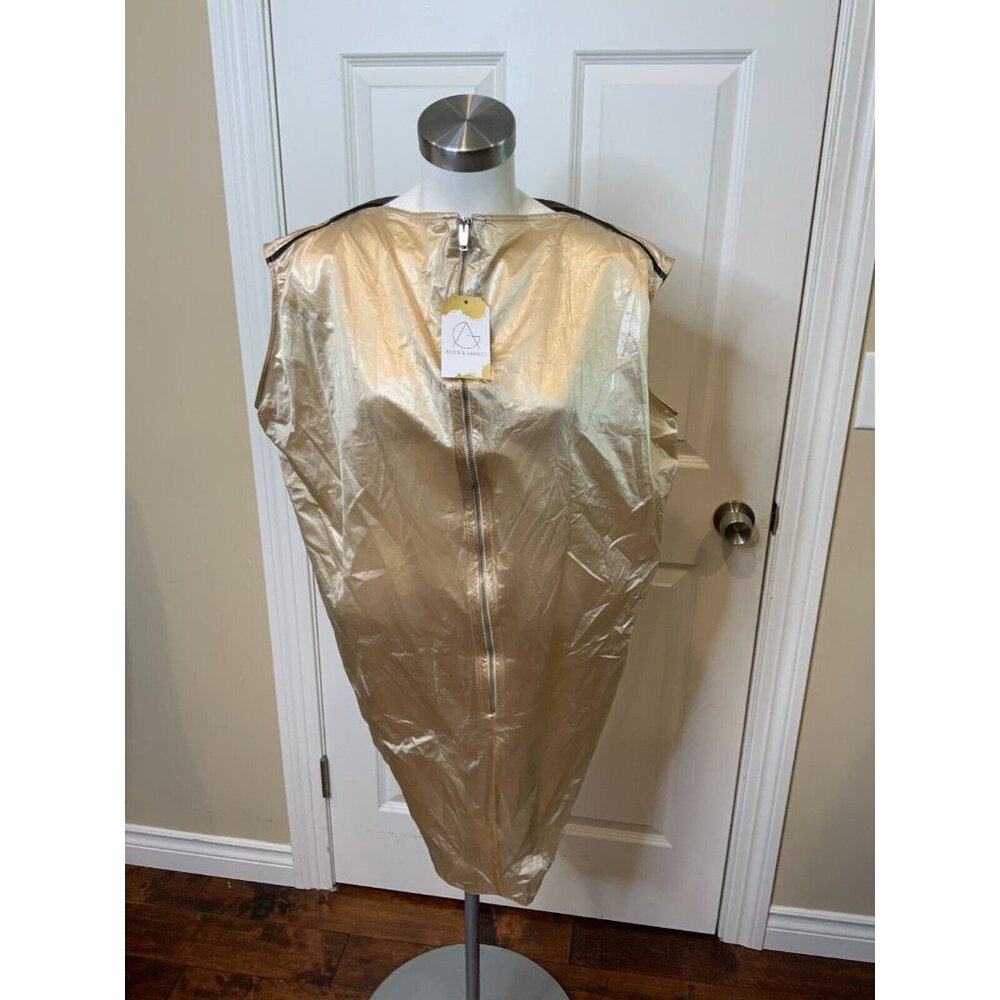 Rick Owens Gold Gold Thin Dagger Geo Tunic Sleeveless Dress NWT, Size 6 | 40